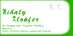 mihaly klopfer business card